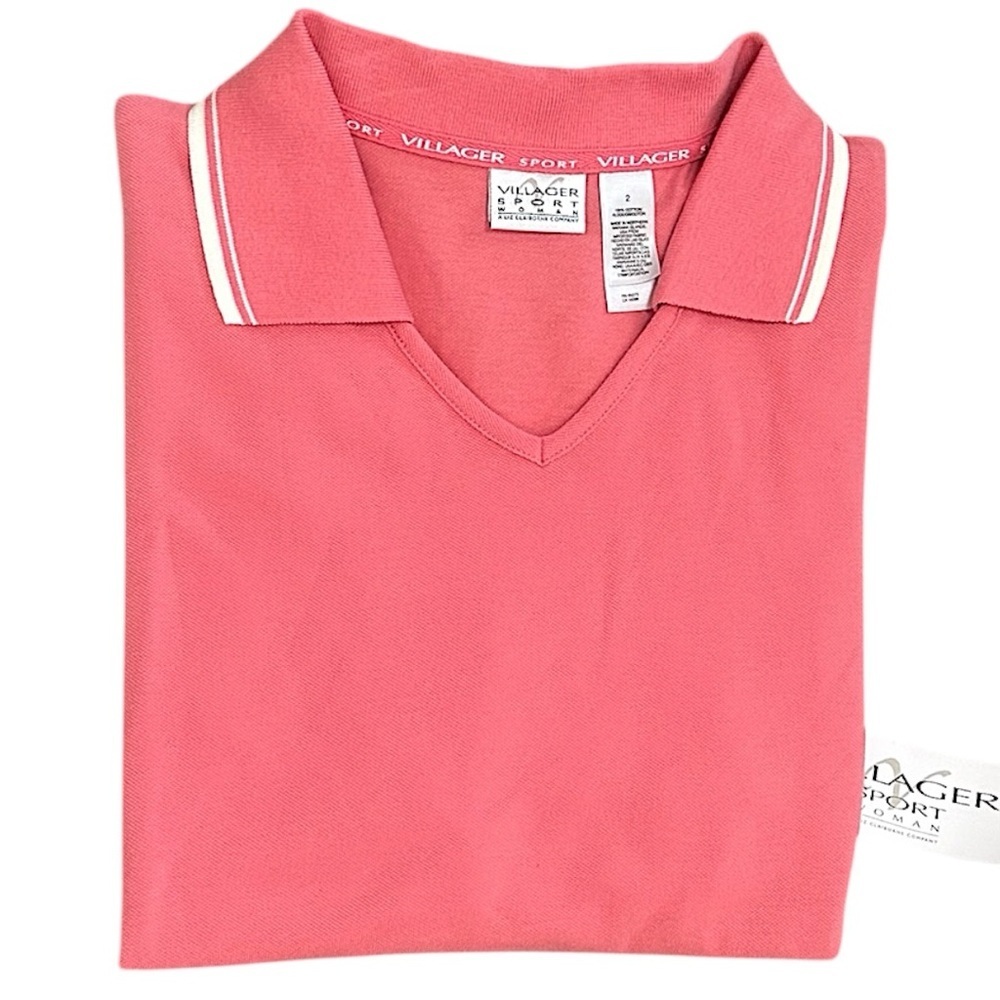 New VTG 90s Villager Sport Plus Women’s Pink Polo Shirt Size 2